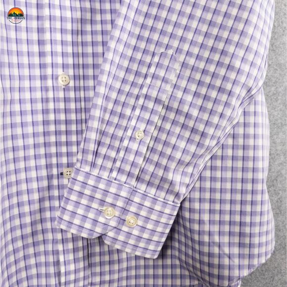 Banana Republic Dress Shirt Purple Plaid Classic Fit Long Sleeve Men's Large - Picture 5 of 10